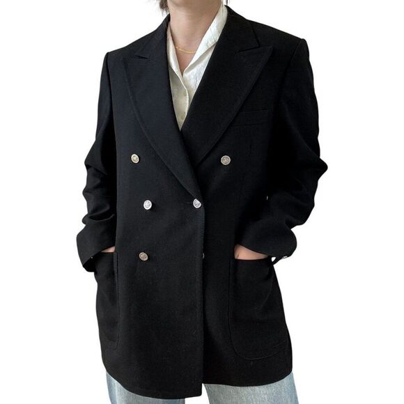 Vintage Seeger Black Wool Double Breasted Sport Coat Blazer Sz 40 - Picture 7 of 11